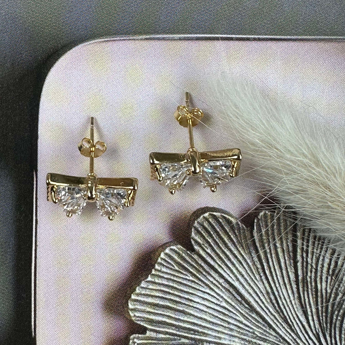 Boucles d’oreilles ARIELLE avec nœud et zircones