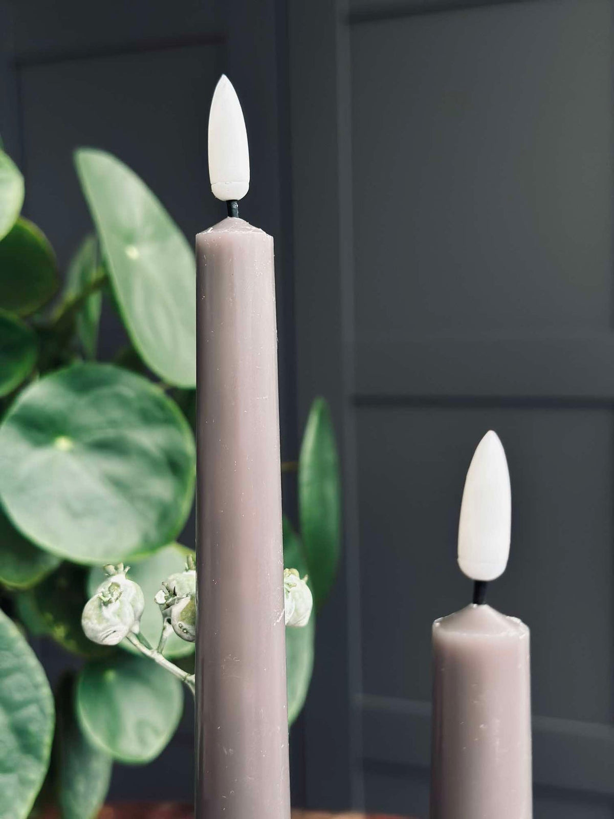 Chandelles / Lot de 2 et télécommande – Sable 24 cm