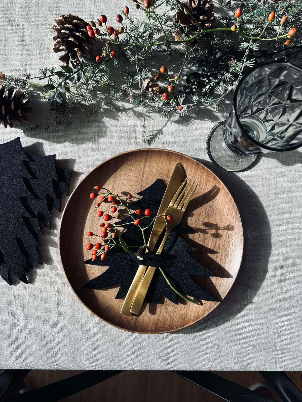 Sapin de Noël pour dressage de table - Noir 4 pcs