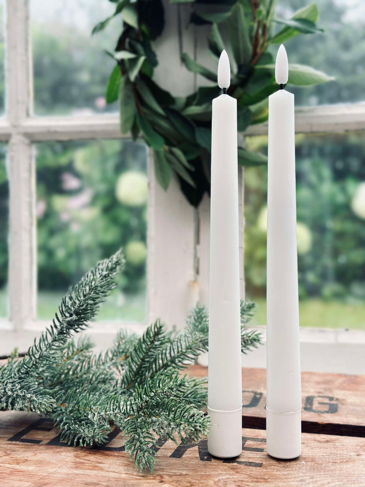 Cierges décoratifs / Lot de 2 pièces et télécommande – Blanc 24 cm