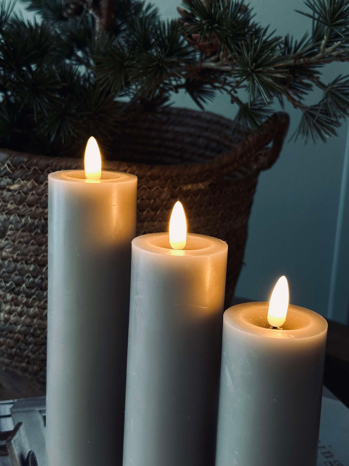 Bougies LED en bloc / Sable – 3 pcs Bougie dia 5 cm