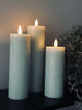 Bougies LED piliers / menthe – 3 pièces rustique dia 5 cm