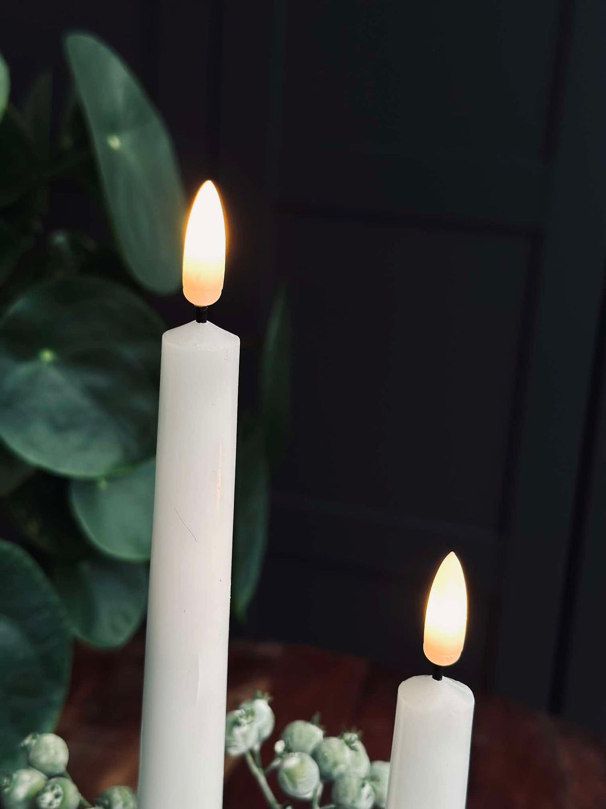 Cierges décoratifs / Lot de 2 pièces et télécommande – Blanc 24 cm