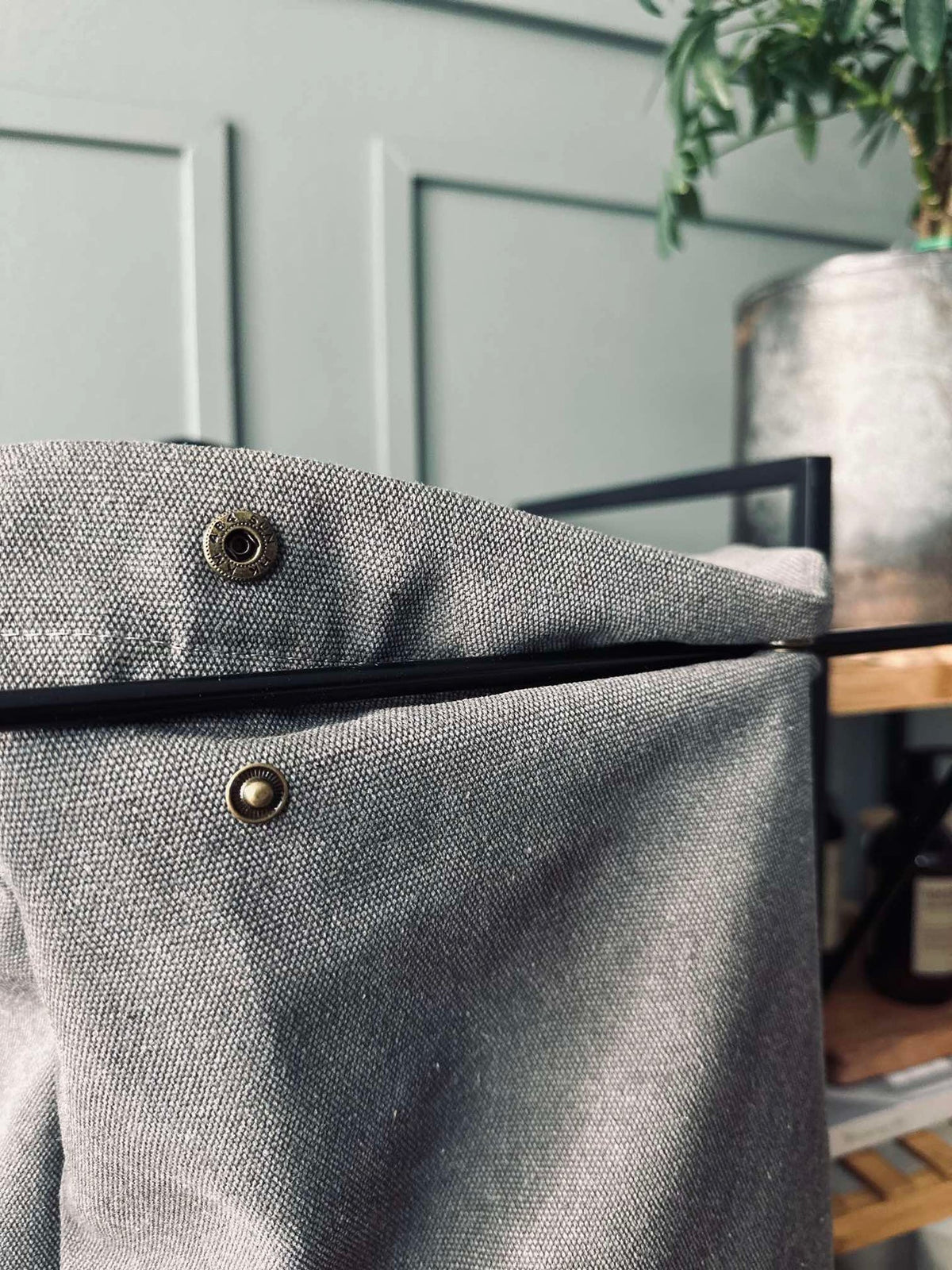 Panier à linge - Toile Gris / noir