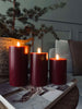 Bougies bloc LED / Rouge – lot de 3 bougies bloc