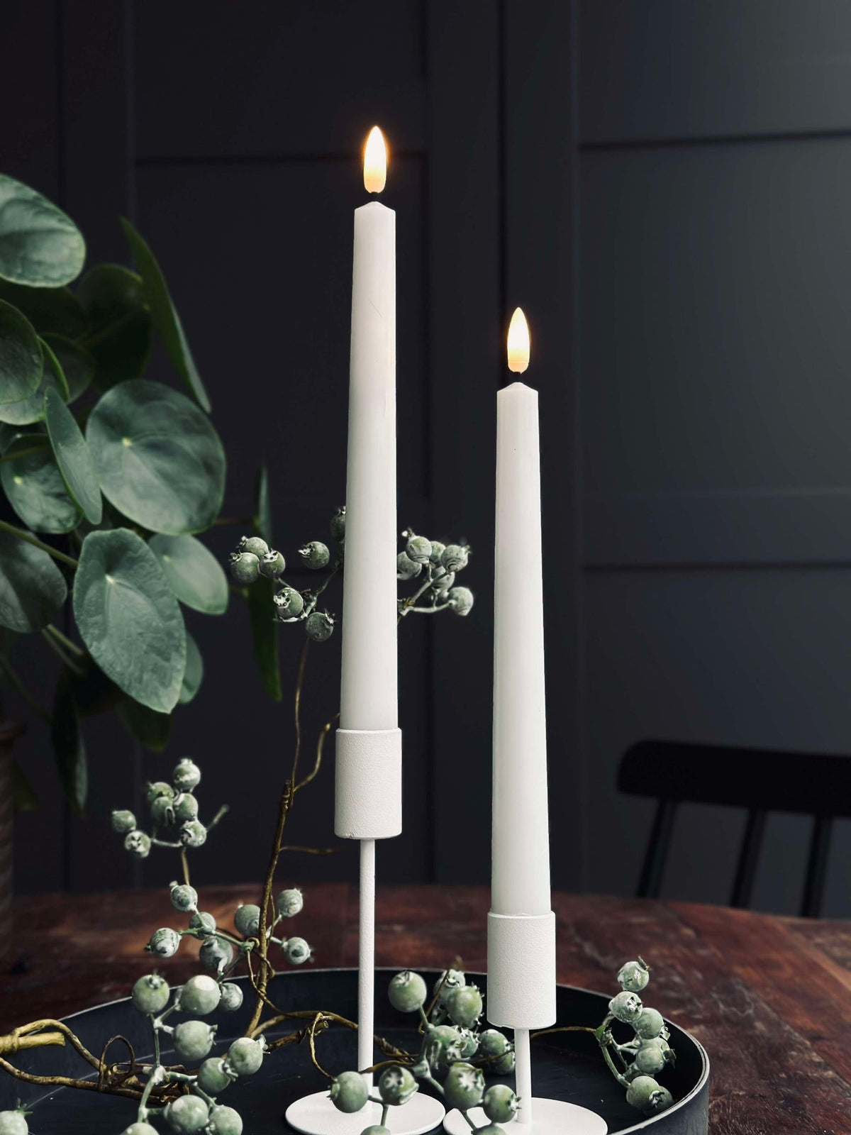 Cierges décoratifs / Lot de 2 pièces et télécommande – Blanc 24 cm