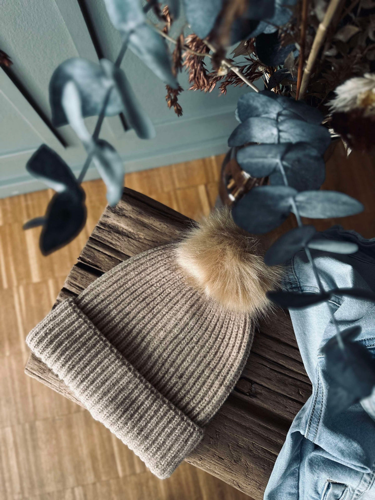 Bonnet à pompon - Camel