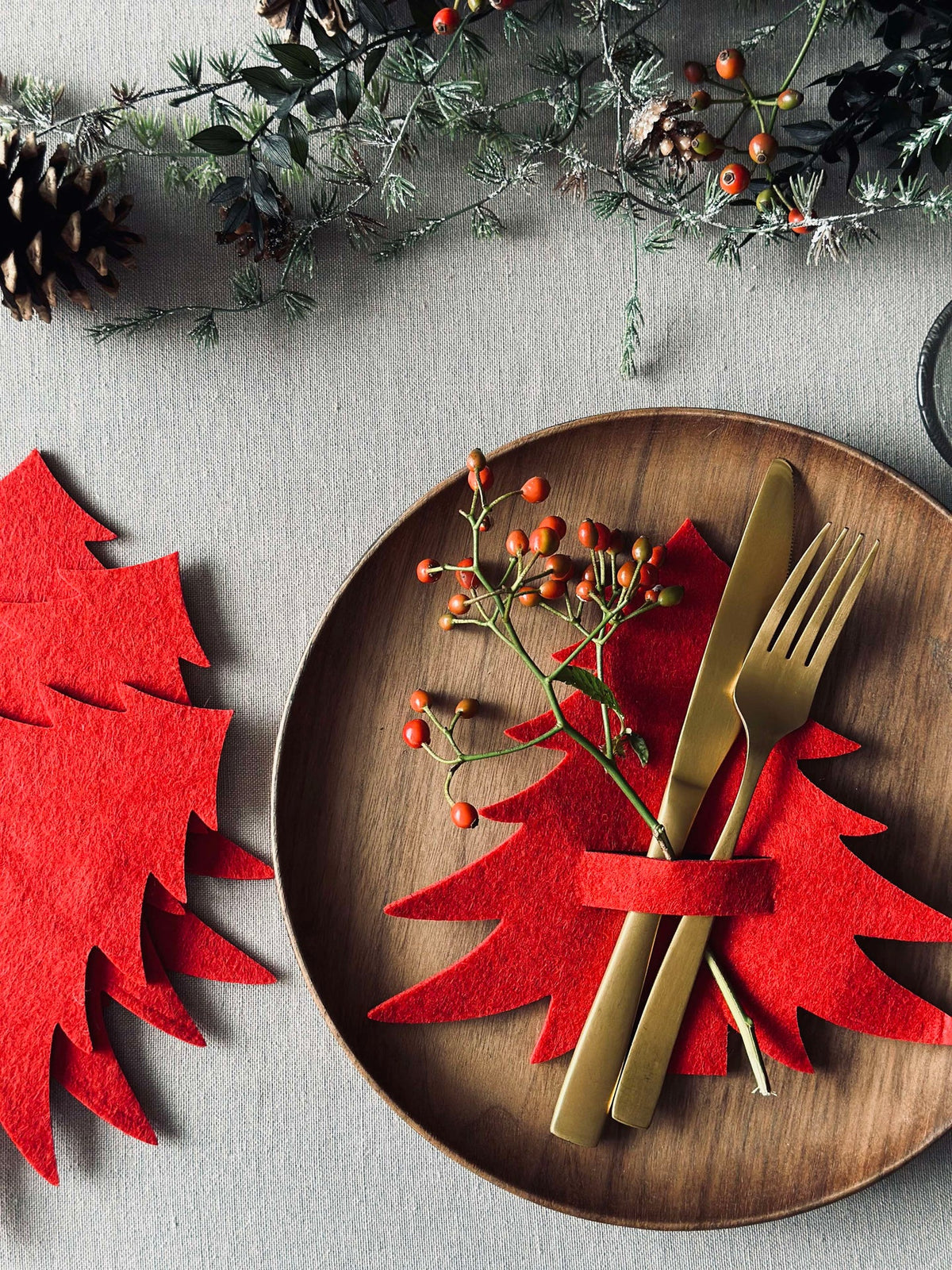 Sapin de Noël pour dressage de table - Rouge 4 pcs