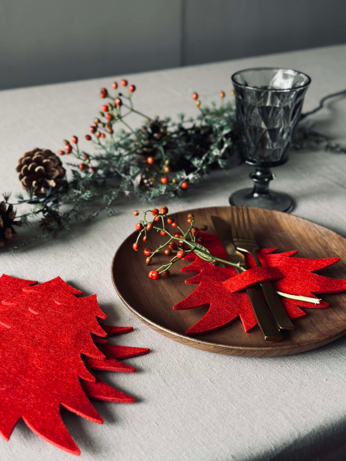 Sapin de Noël pour dressage de table - Rouge 4 pcs