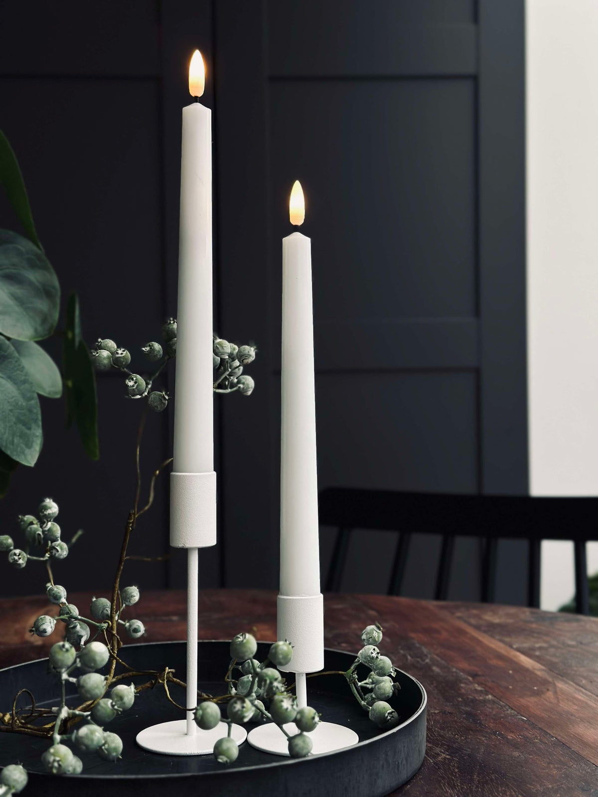 Cierges décoratifs / Lot de 2 pièces et télécommande – Blanc 24 cm