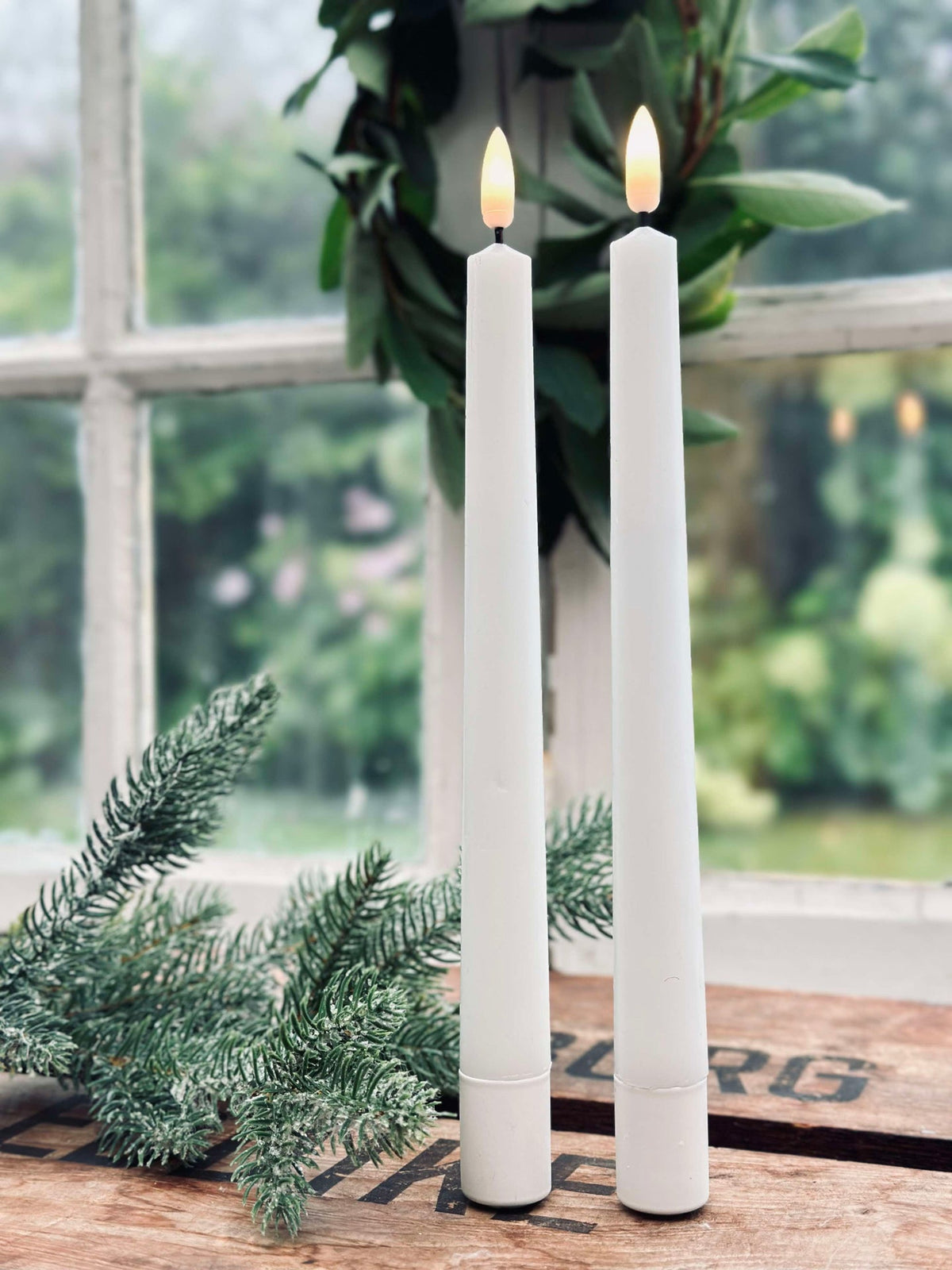Cierges décoratifs / Lot de 2 pièces et télécommande – Blanc 24 cm