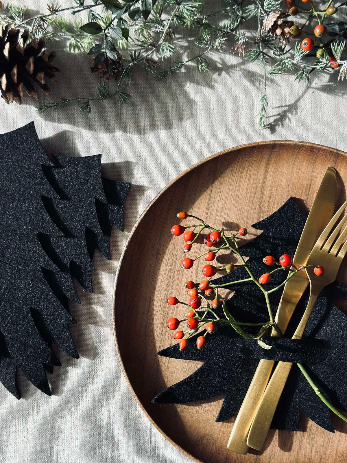 Sapin de Noël pour dressage de table - Noir 4 pcs