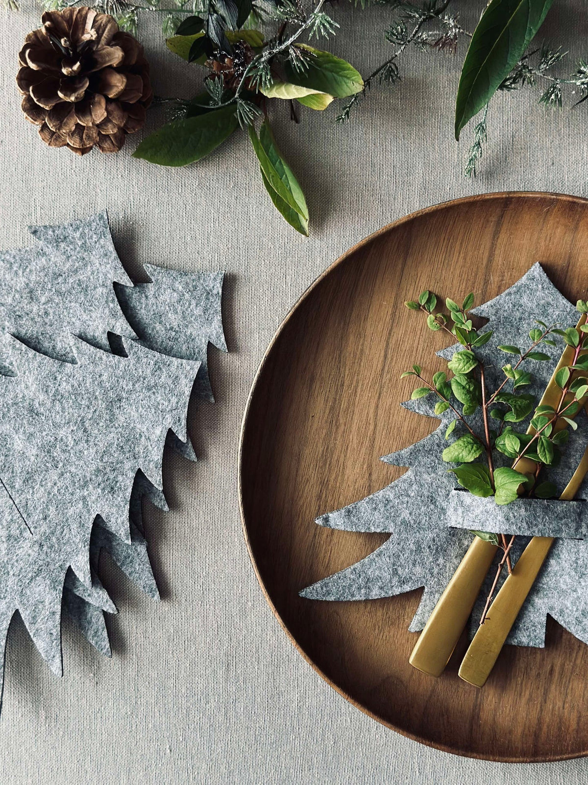 Sapin de Noël pour décoration de table - Gris 4 pièces