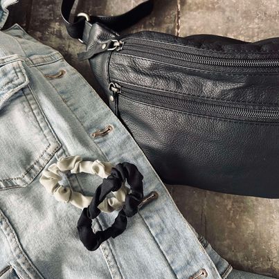 Élastiques à cheveux Scrunchie Black / Grey - 2 pcs