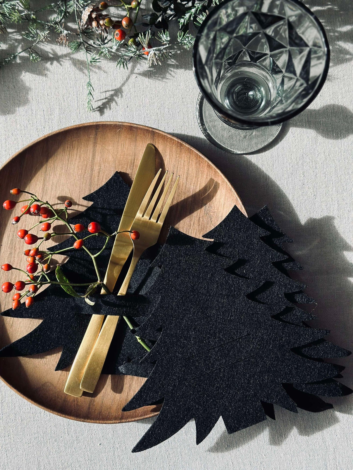 Sapin de Noël pour dressage de table - Noir 4 pcs