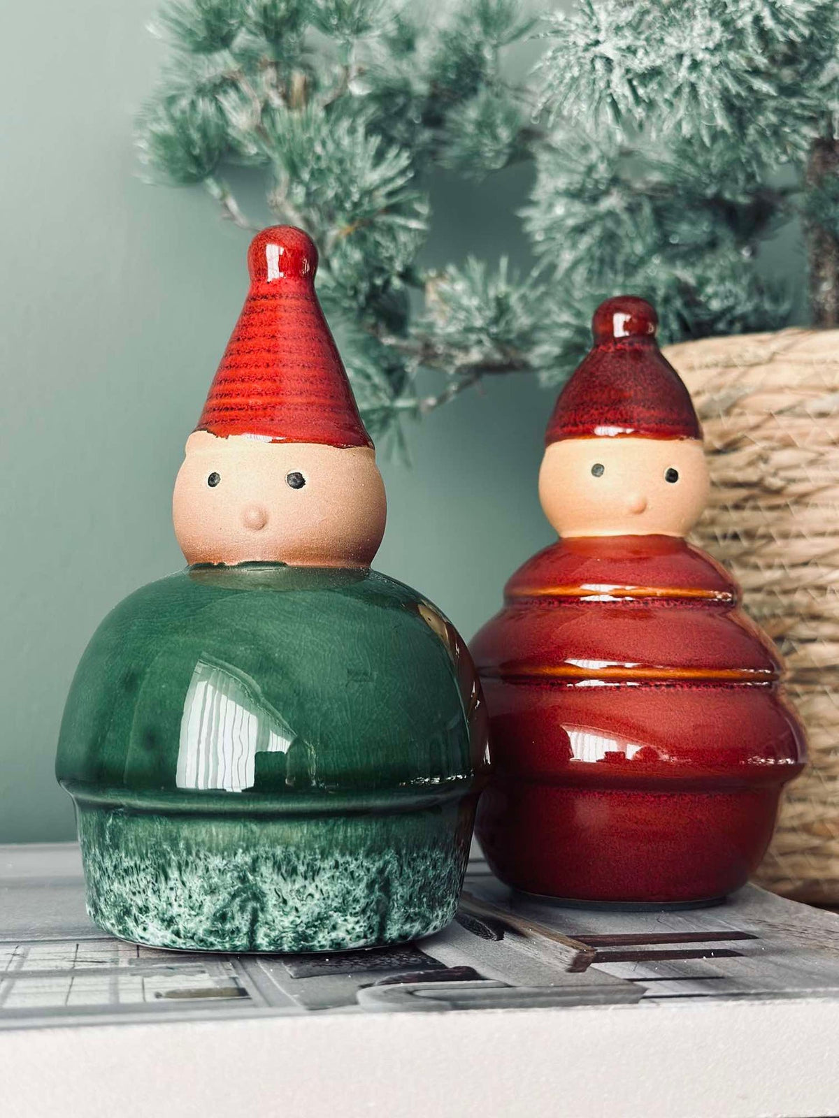 Père Noël en céramique - Vert