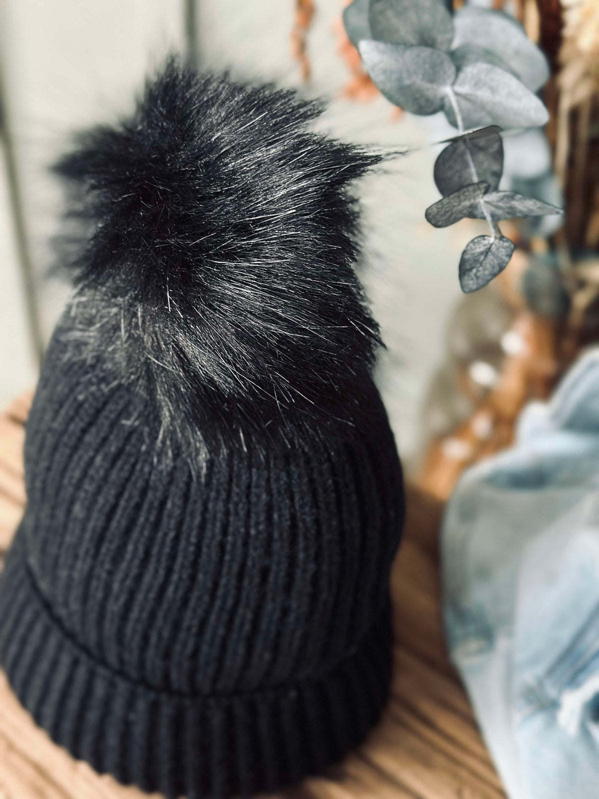 Bonnet à pompon - Black