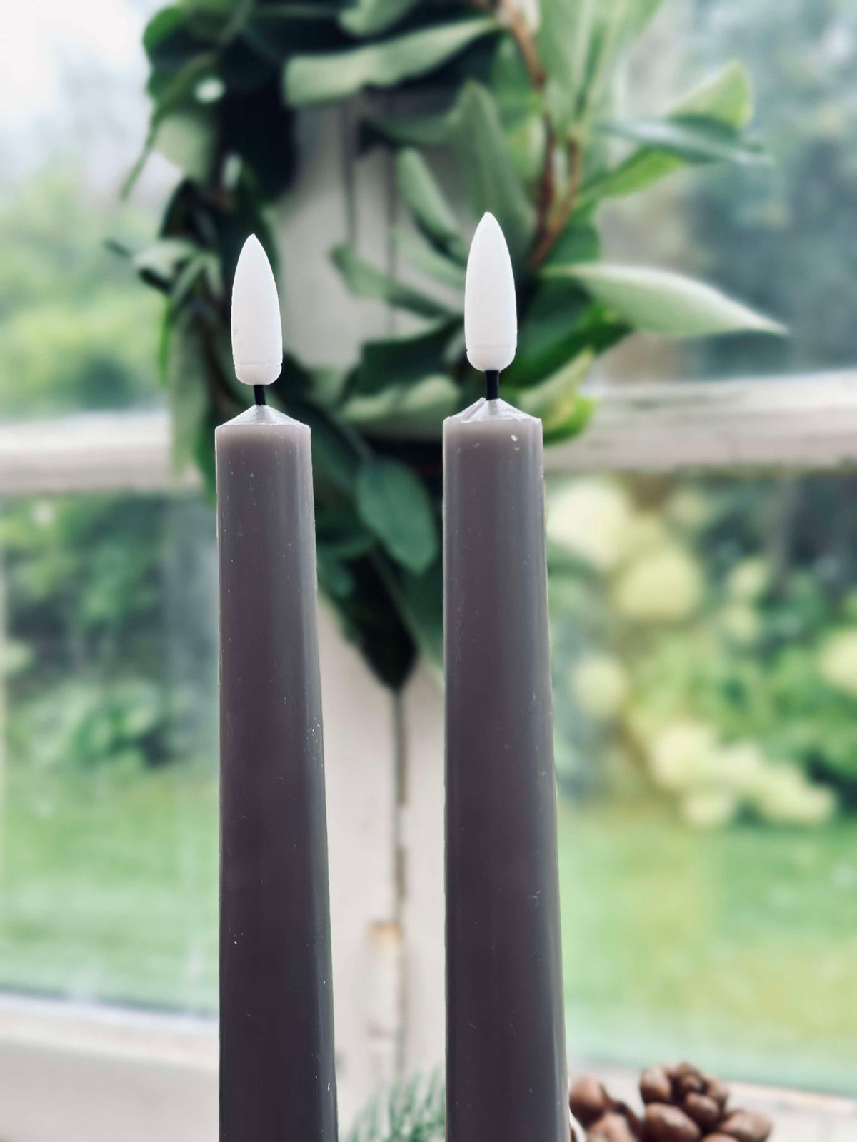 Chandelles / Lot de 2 et télécommande – Sable 24 cm
