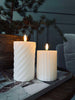 Bougies bloc LED / Design – lot de 2 rayures blanches