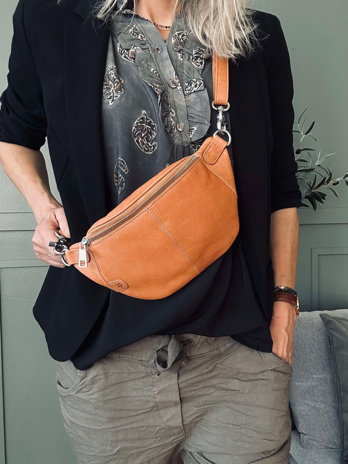 Bumbag Molly - Cognac / argent