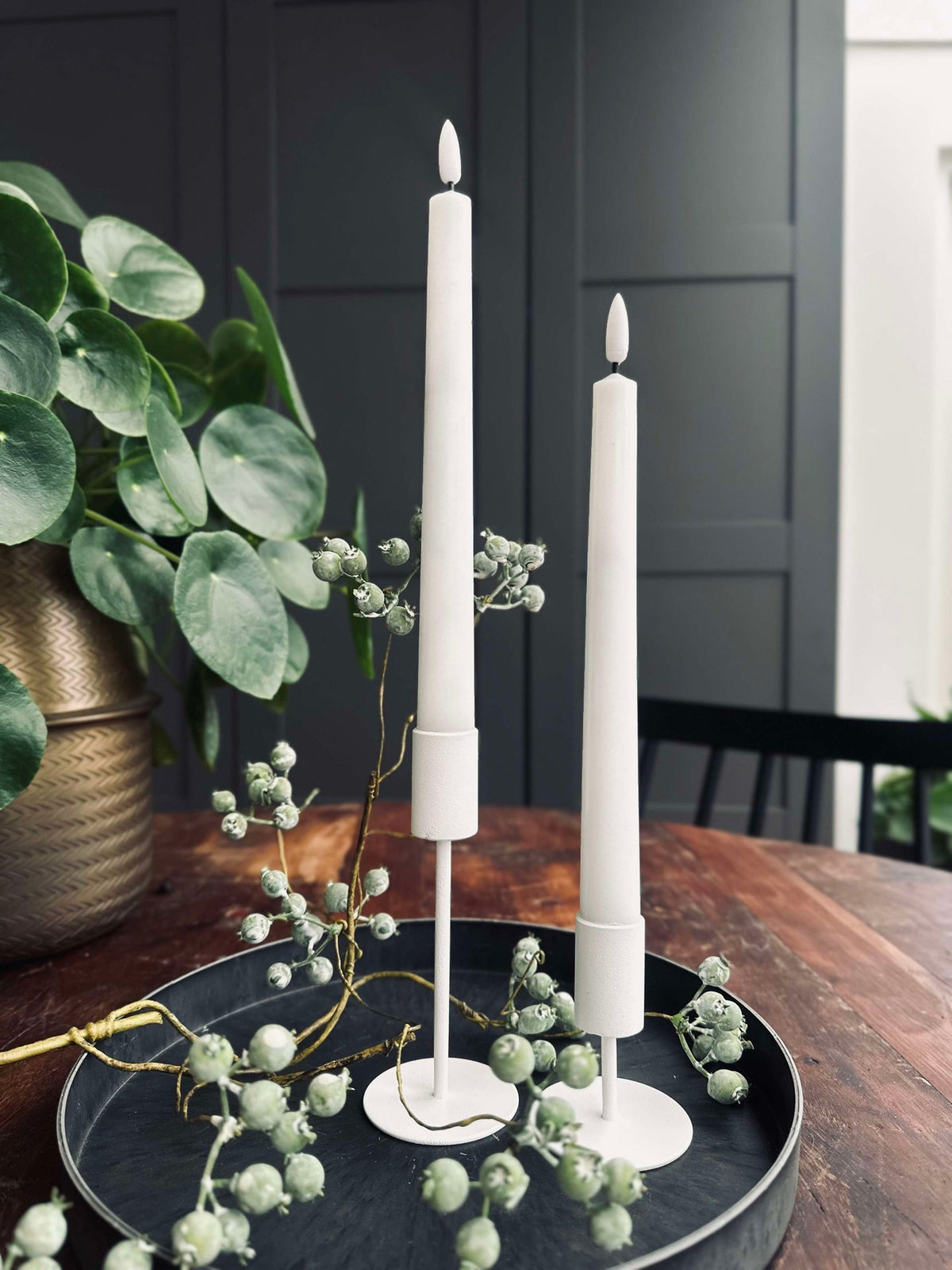 Cierges décoratifs / Lot de 2 pièces et télécommande – Blanc 24 cm