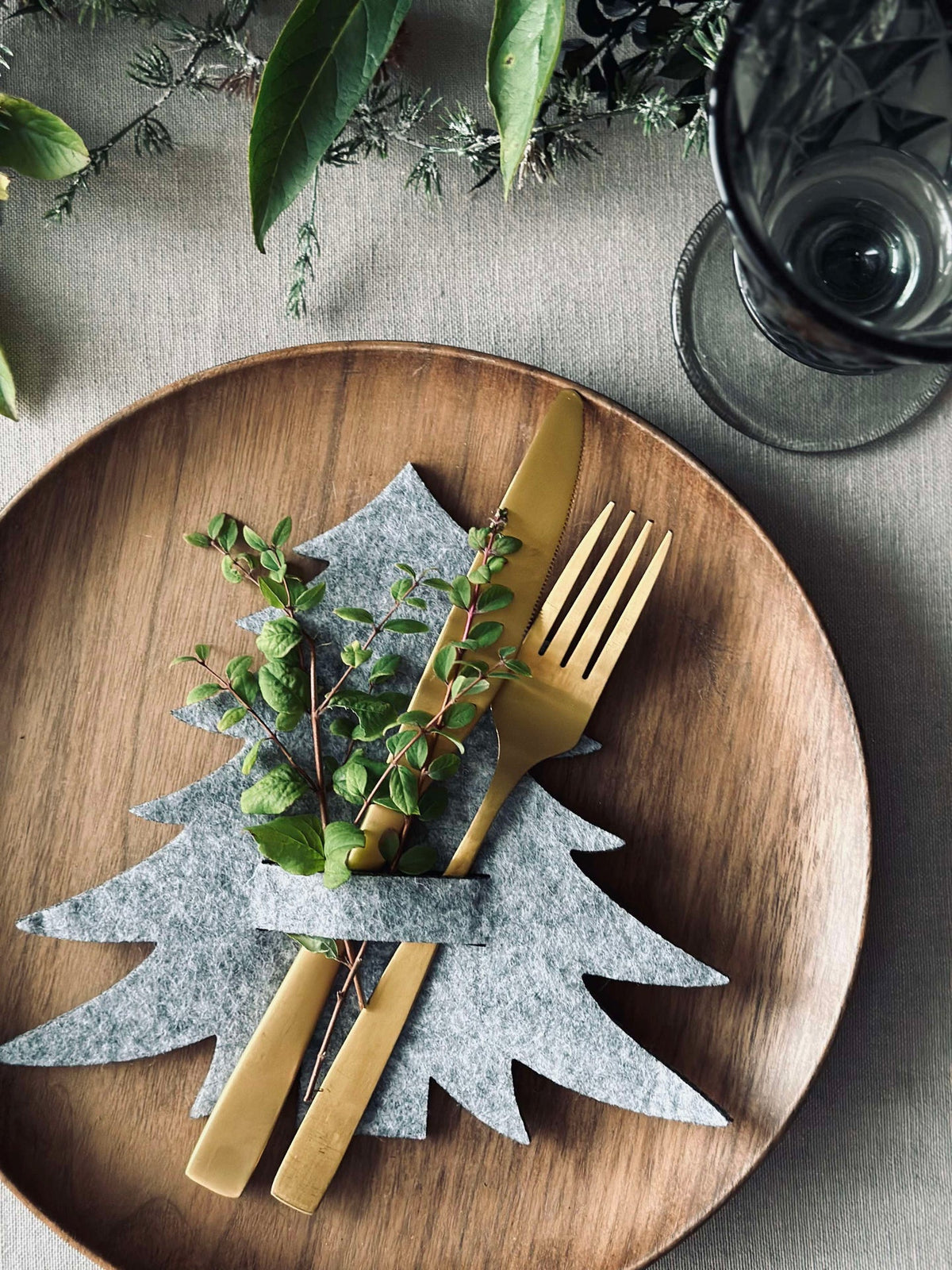 Sapin de Noël pour décoration de table - Gris 4 pièces