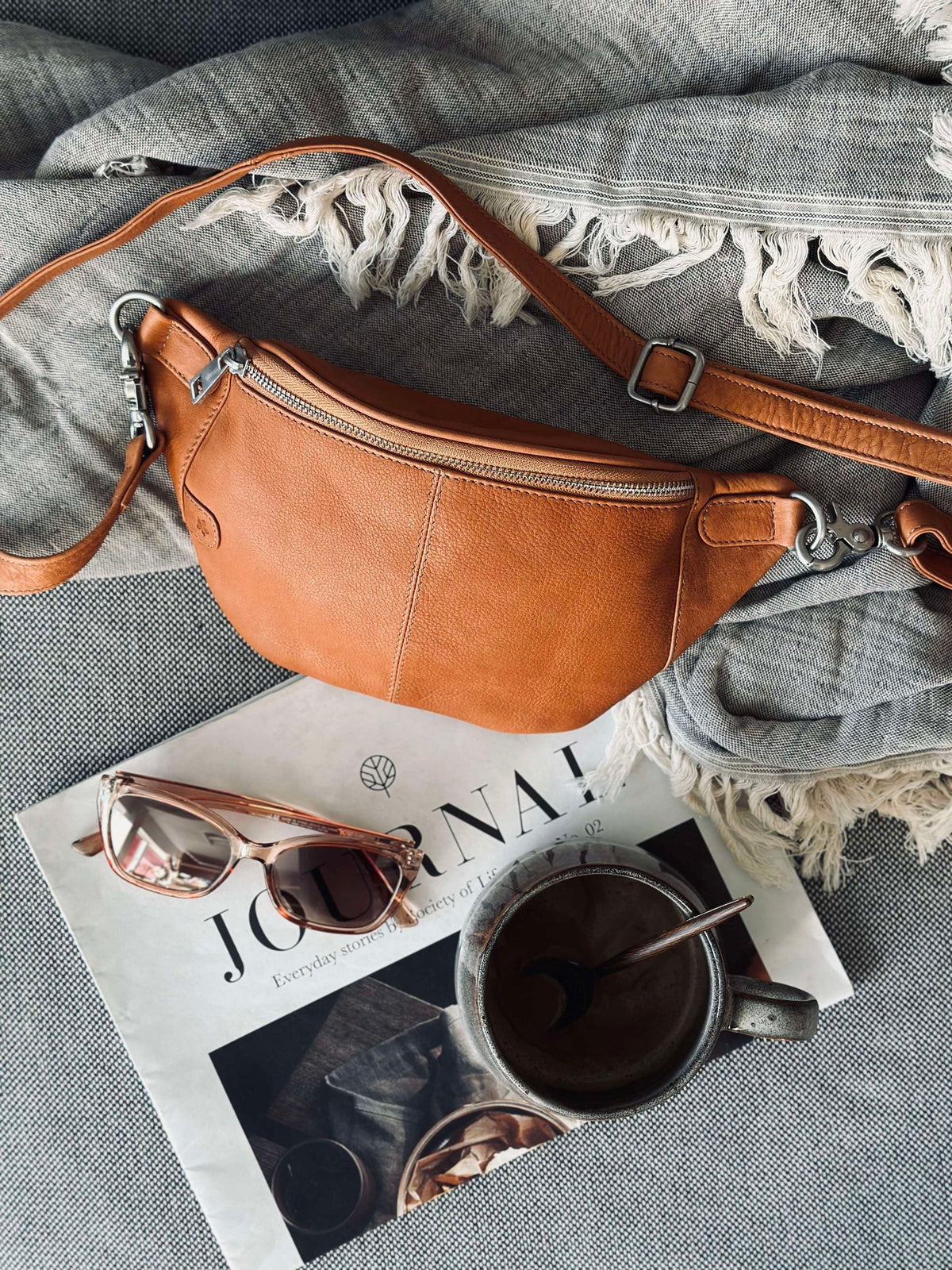 Bumbag Molly - Cognac / argent