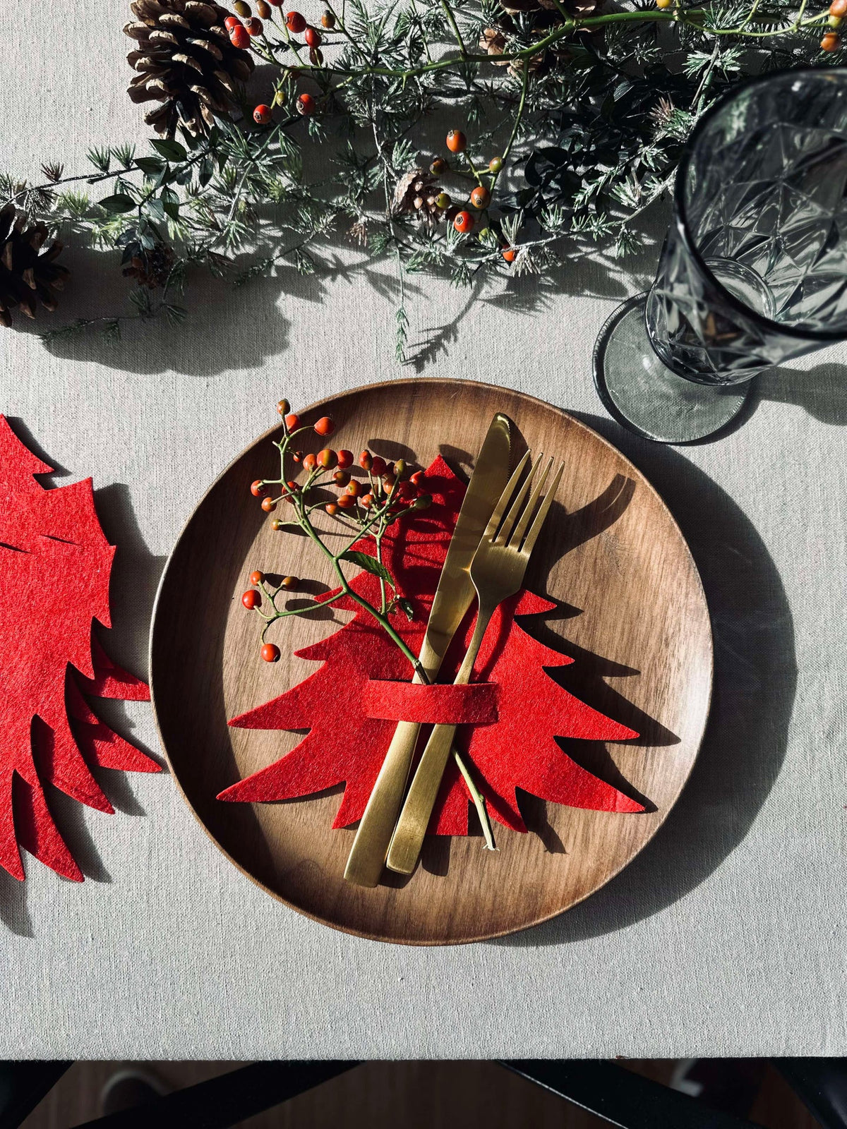 Sapin de Noël pour dressage de table - Rouge 4 pcs