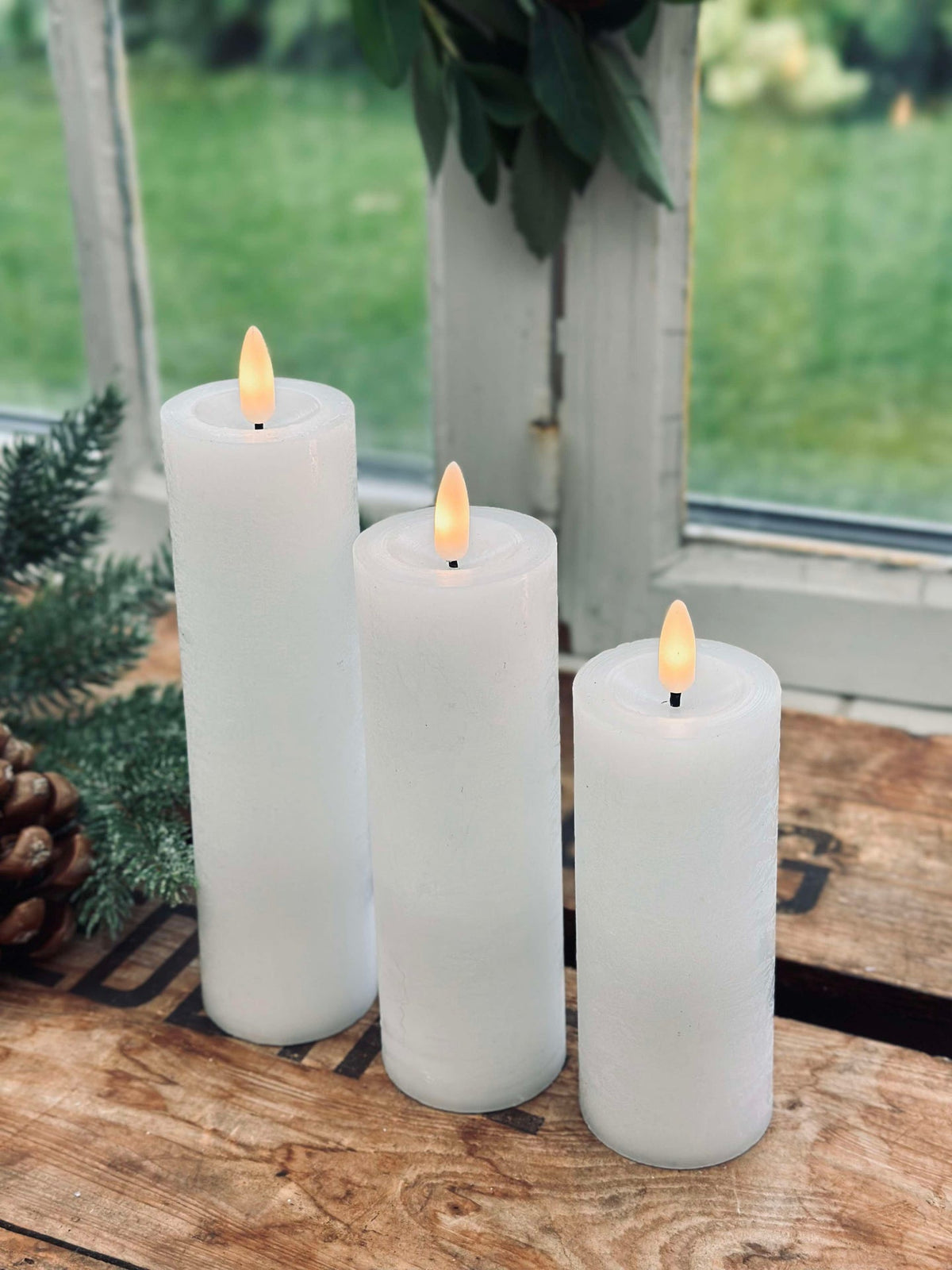 Bougies LED blocs / Blanc – lot de 3 avec télécommande