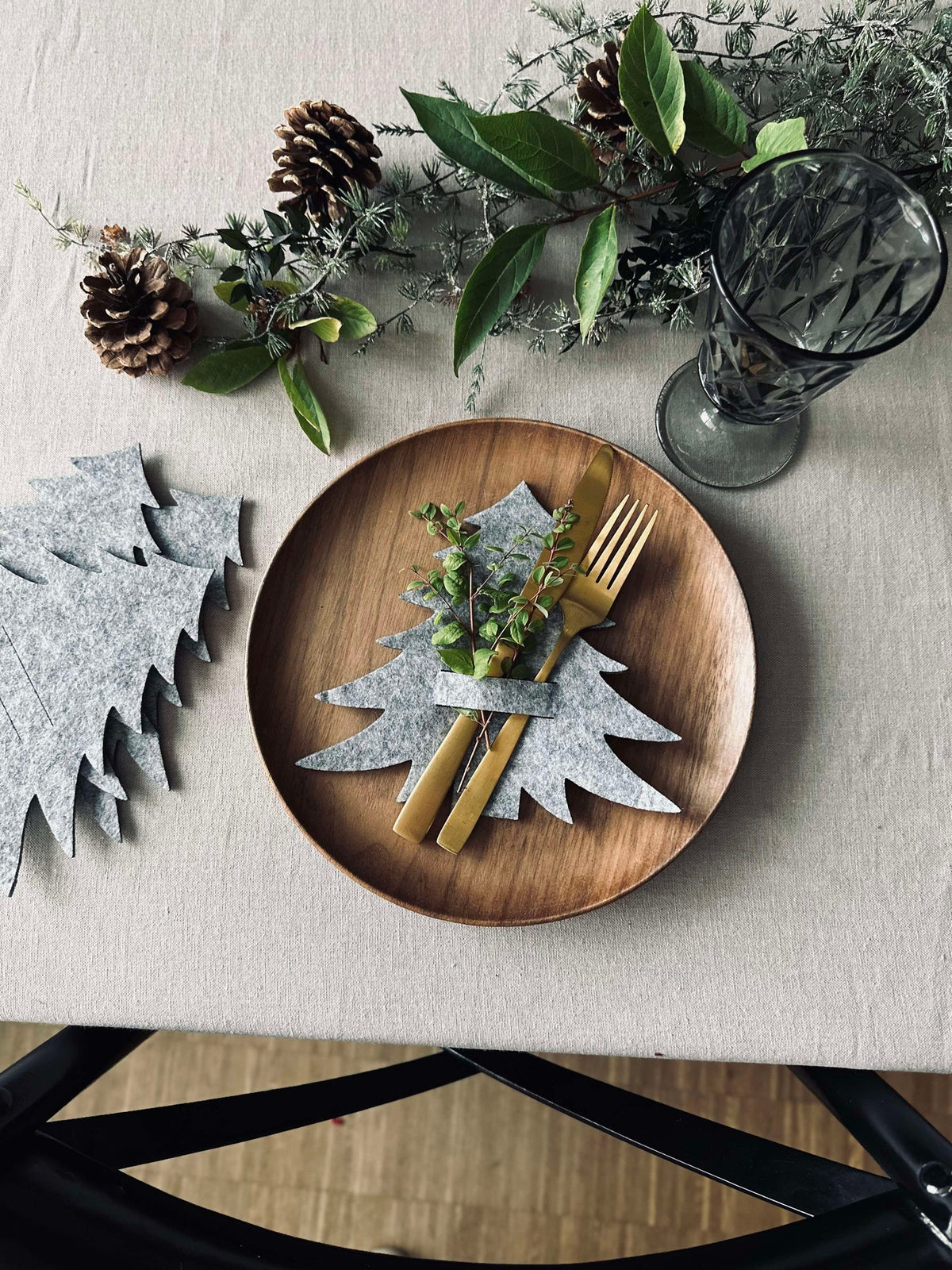Sapin de Noël pour décoration de table - Gris 4 pièces