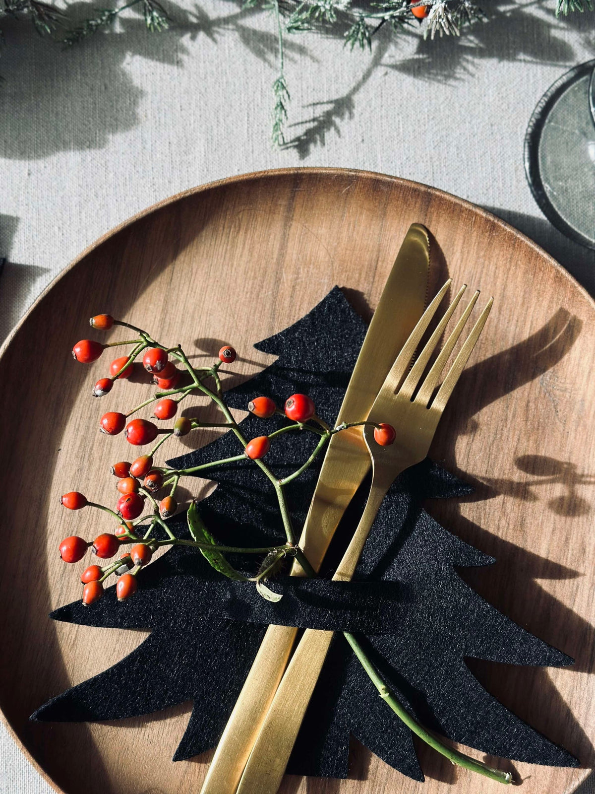 Sapin de Noël pour dressage de table - Noir 4 pcs