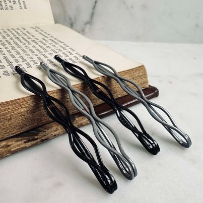 Barrettes Black / Grey Shimmer - 4 pièces