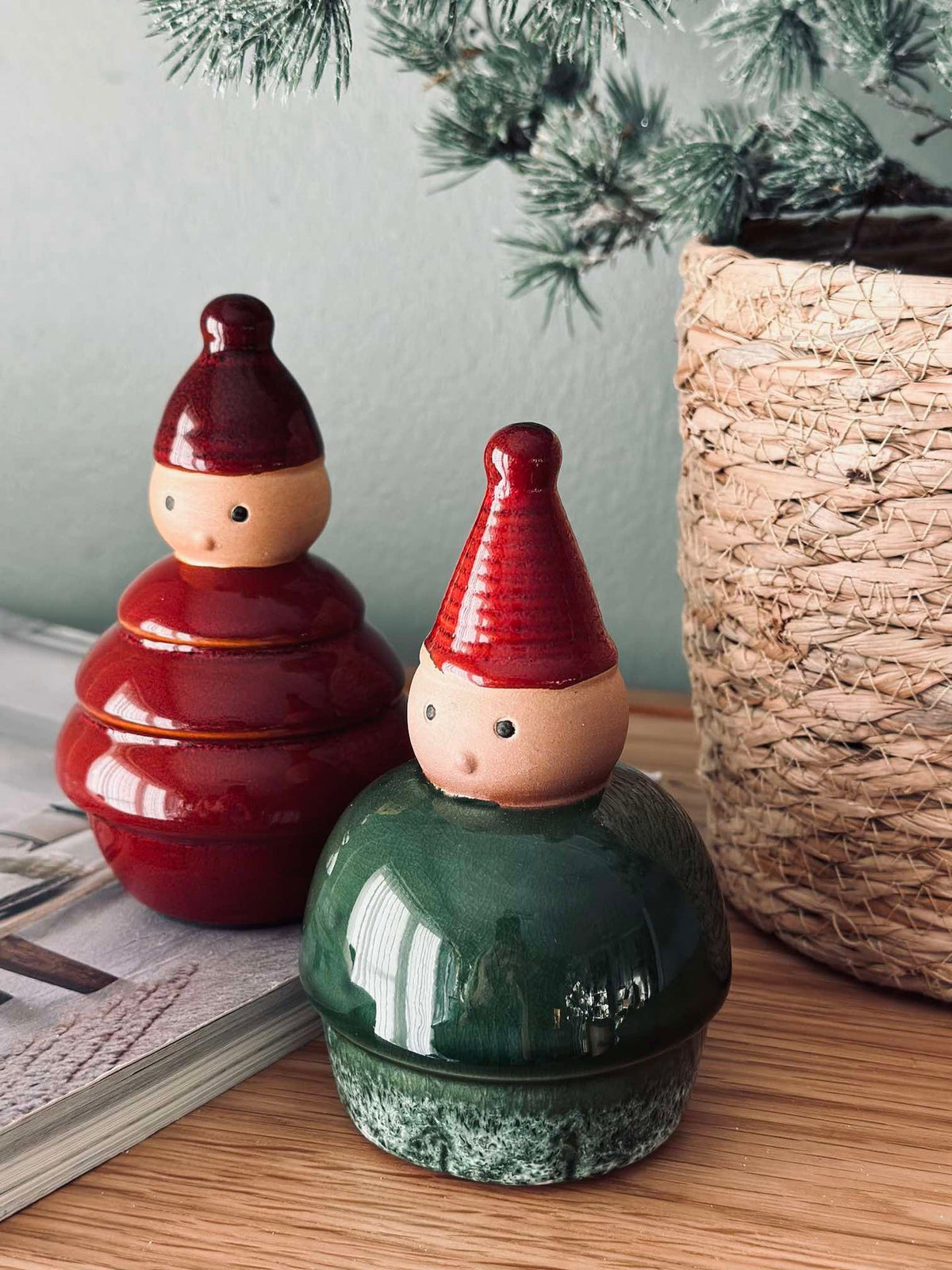 Père Noël en céramique - Vert