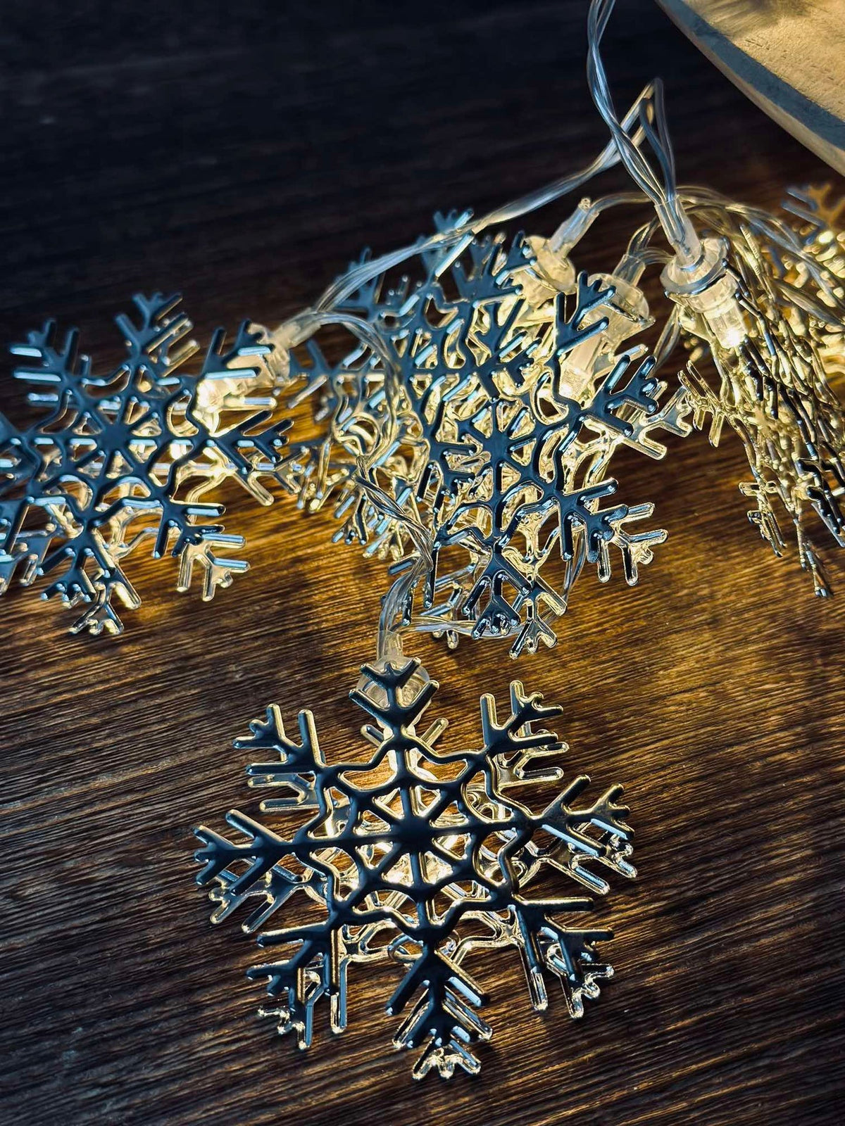 Guirlande lumineuse LED avec flocons de neige - Argent