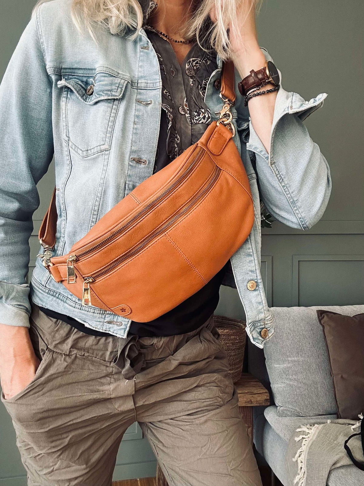 Bumbag Astrid - Cognac / Doré