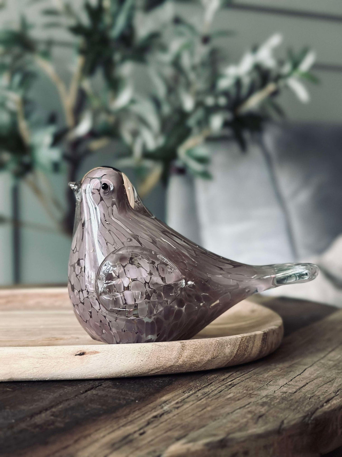 Oiseau LED en verre soufflé à la bouche - Old Rose