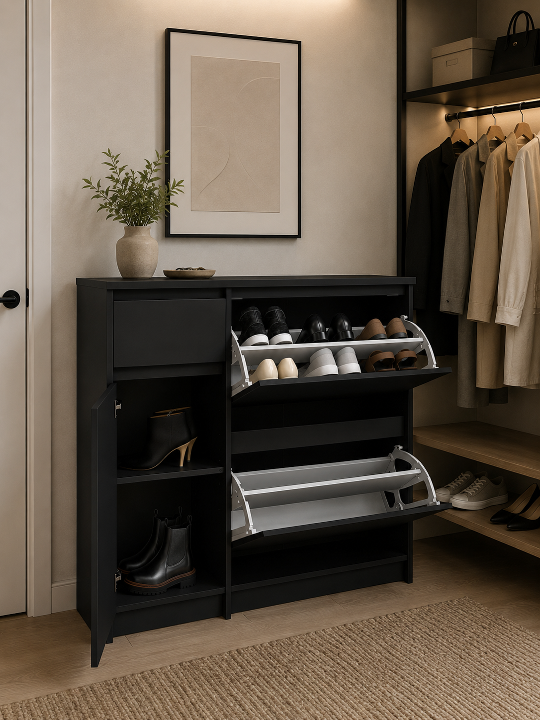 Armoire à chaussures - Noir mat