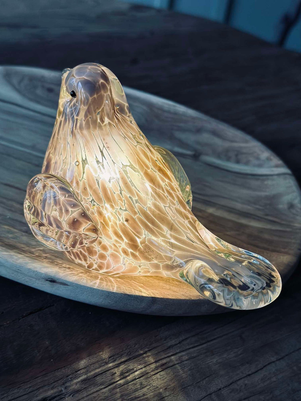 Oiseau LED en verre soufflé à la bouche - Old Rose