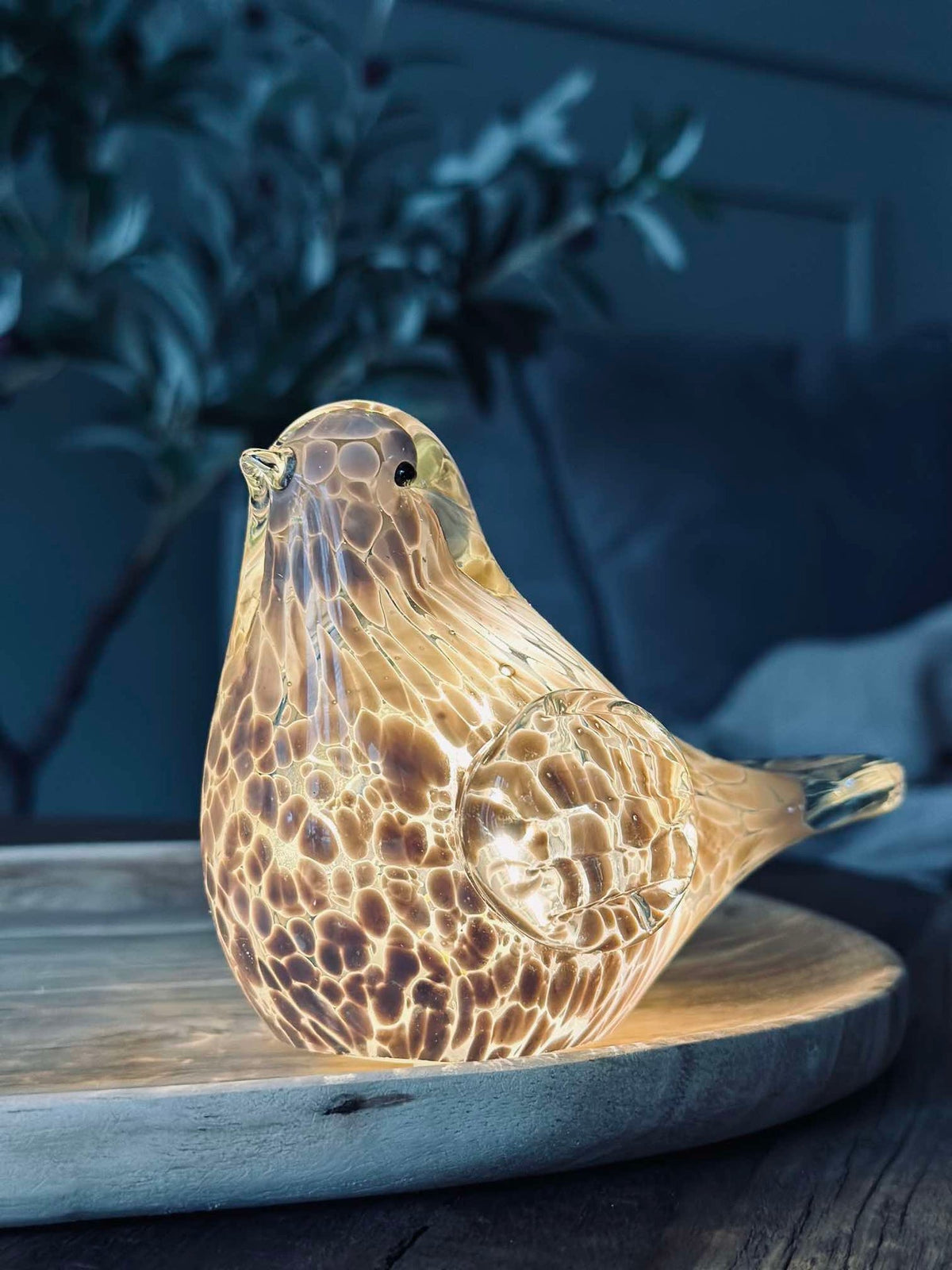 Oiseau LED en verre soufflé à la bouche - Old Rose