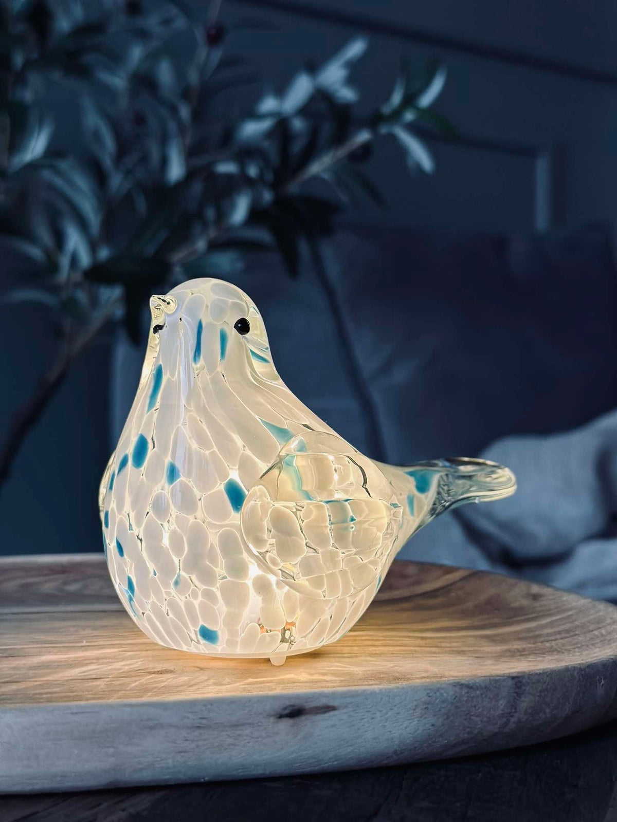 L’Oiseau LED en verre soufflé à la bouche - Blanc
