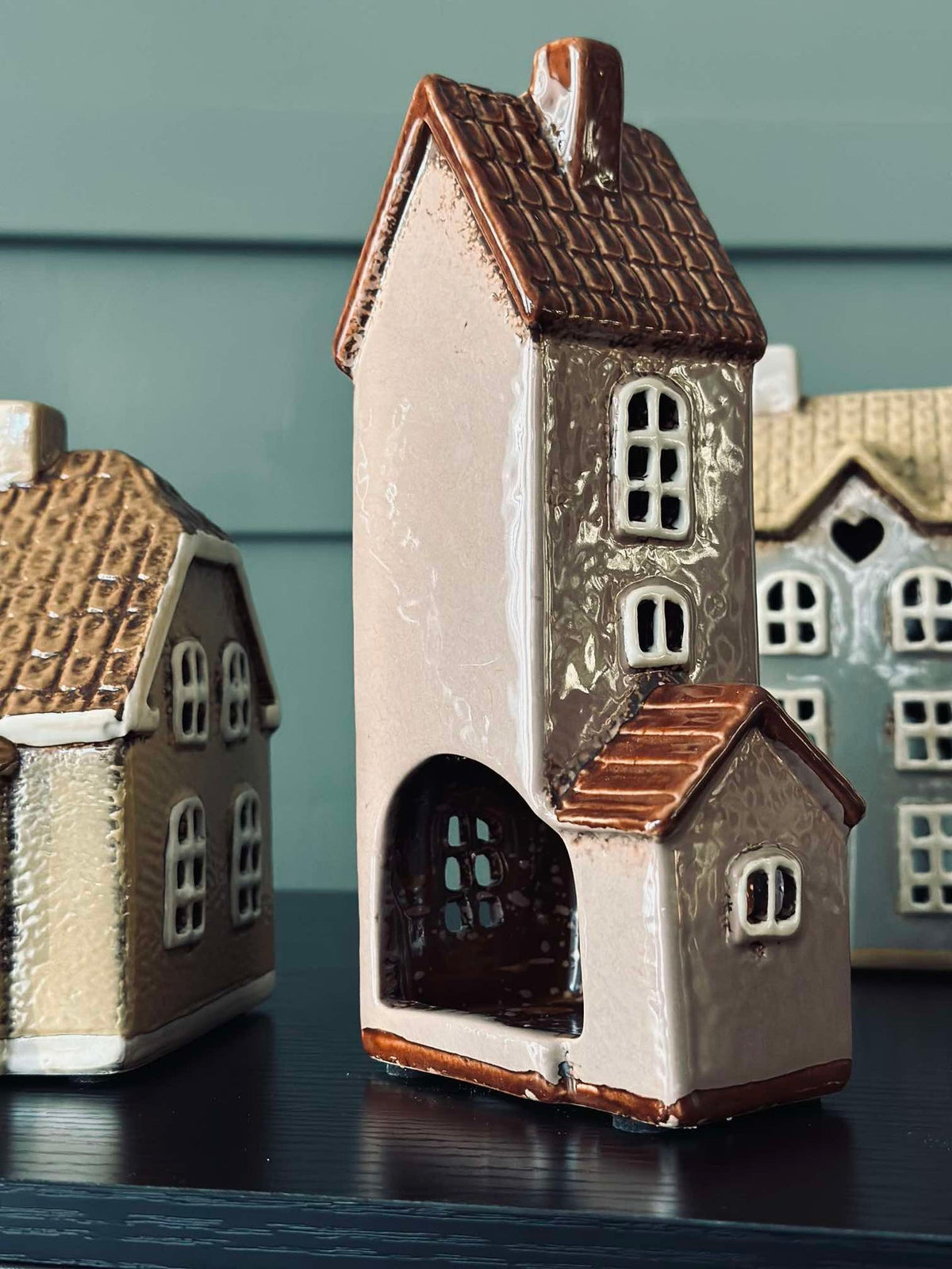 Maison Lumineuse en Céramique - Rose / brun