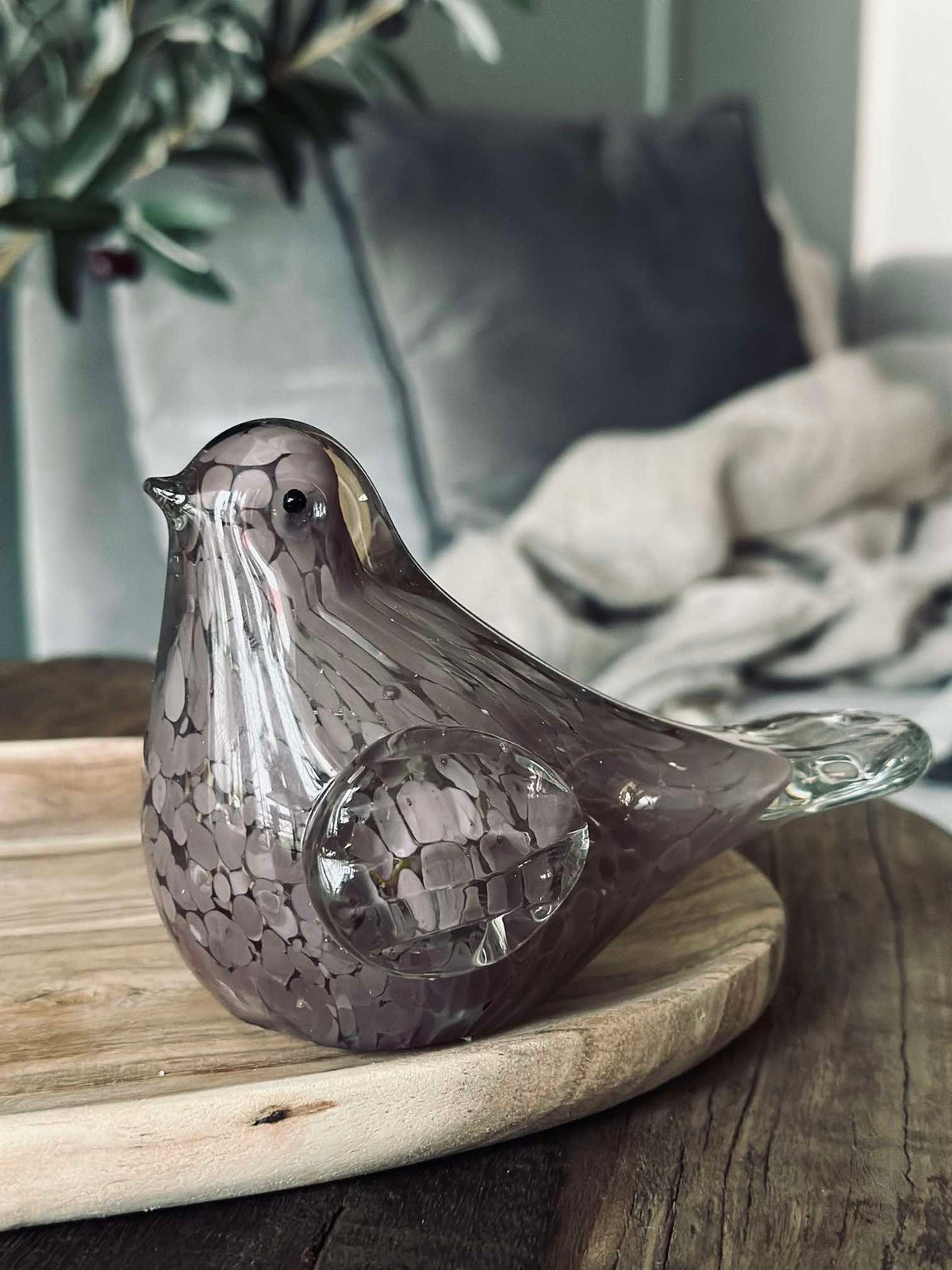 Oiseau LED en verre soufflé à la bouche - Old Rose