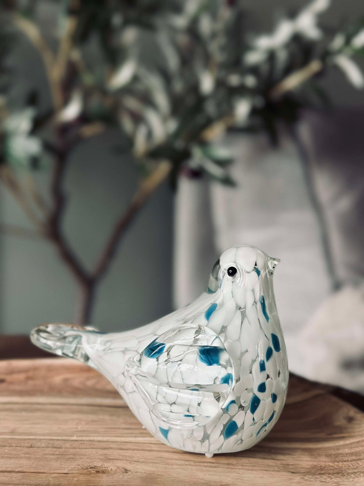 L’Oiseau LED en verre soufflé à la bouche - Blanc