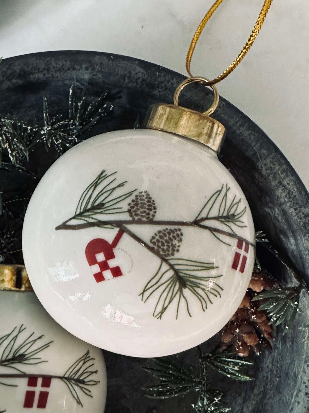 Boules de Noël en porcelaine - 2 pièces