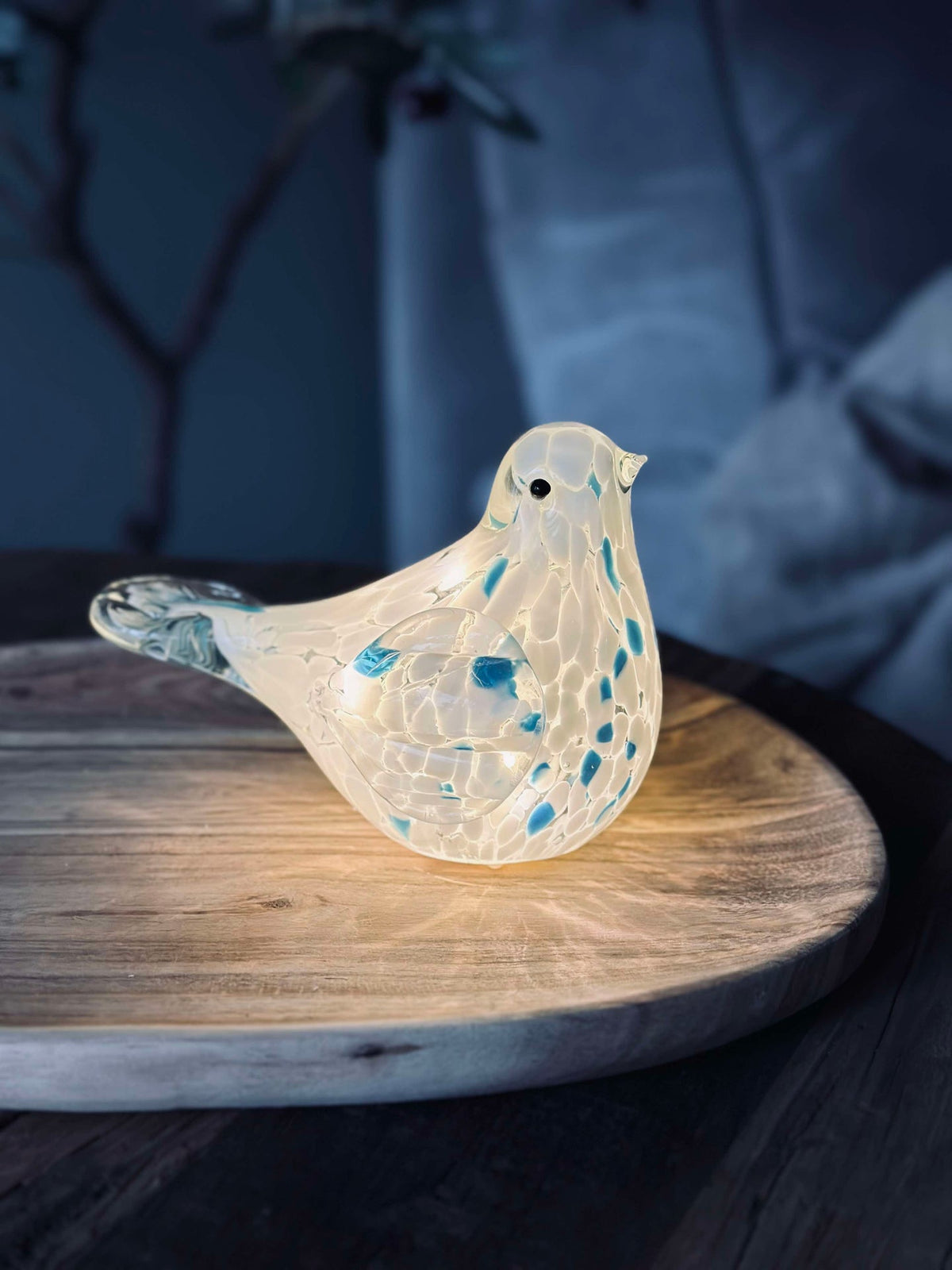 L’Oiseau LED en verre soufflé à la bouche - Blanc