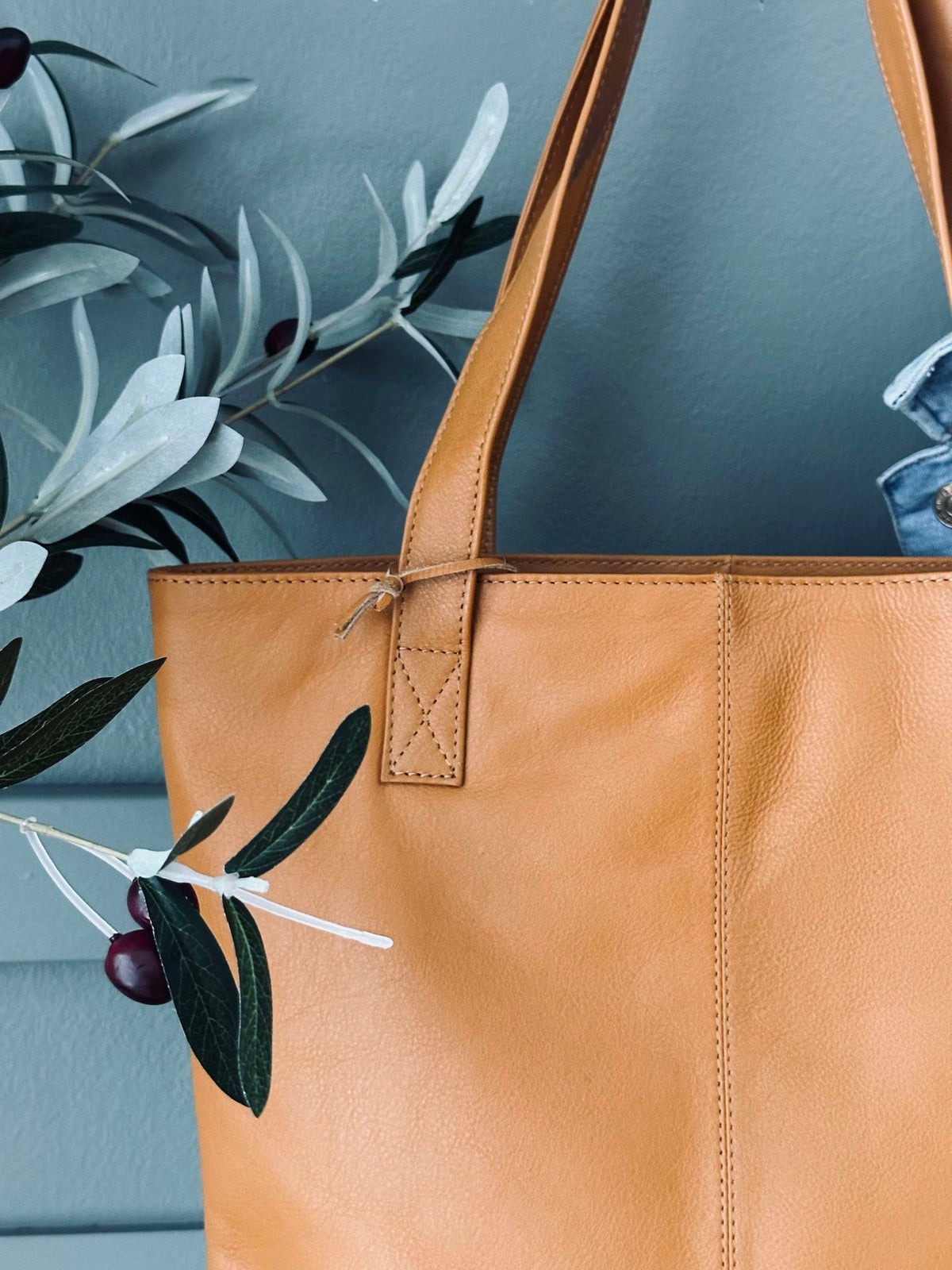 Shopping bag Marina en cuir souple - Cognac