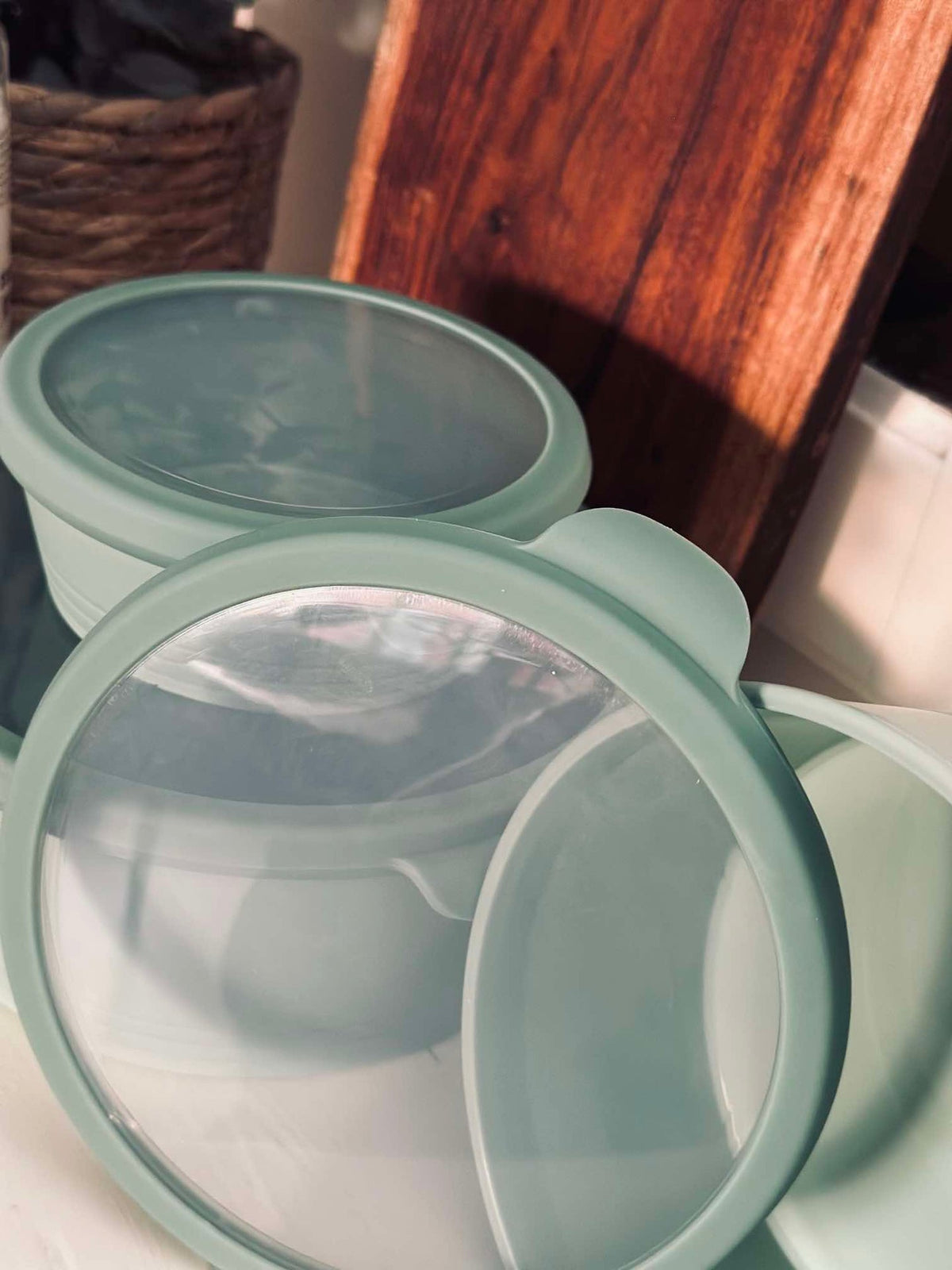 Bols avec couvercles - Lot de 3 bols verts