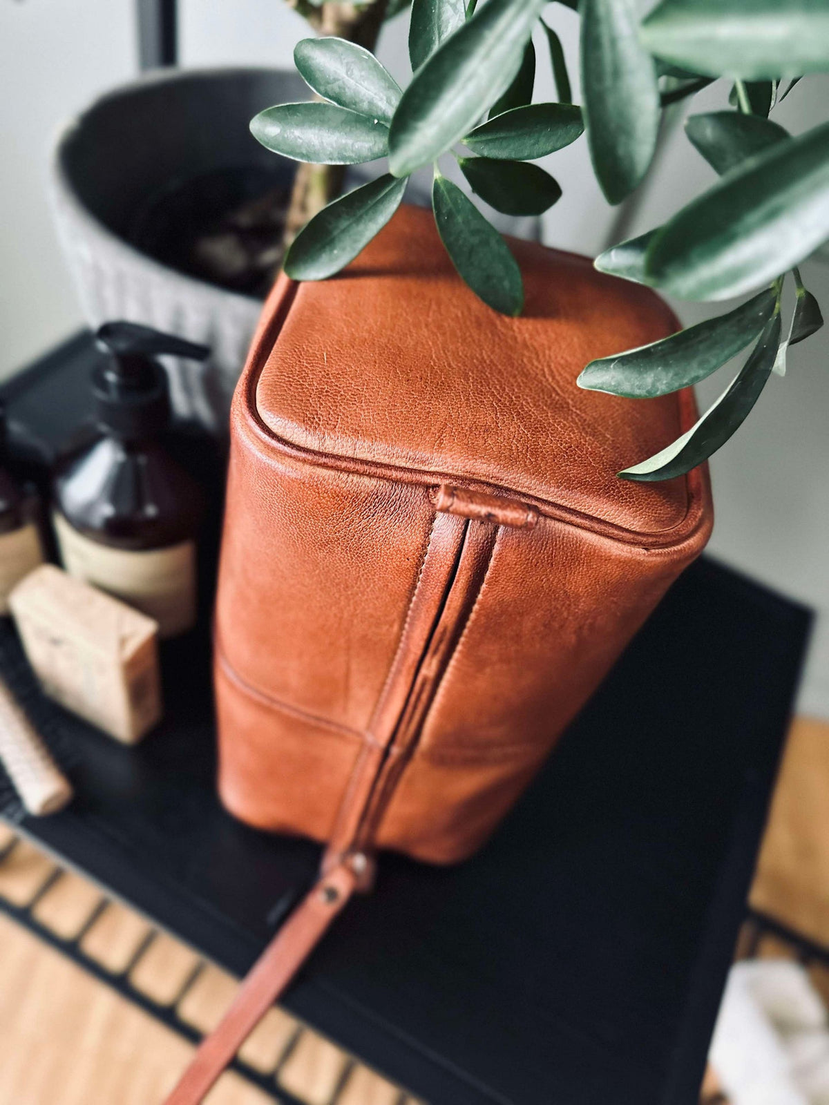 Trousse de toilette Roy Cognac