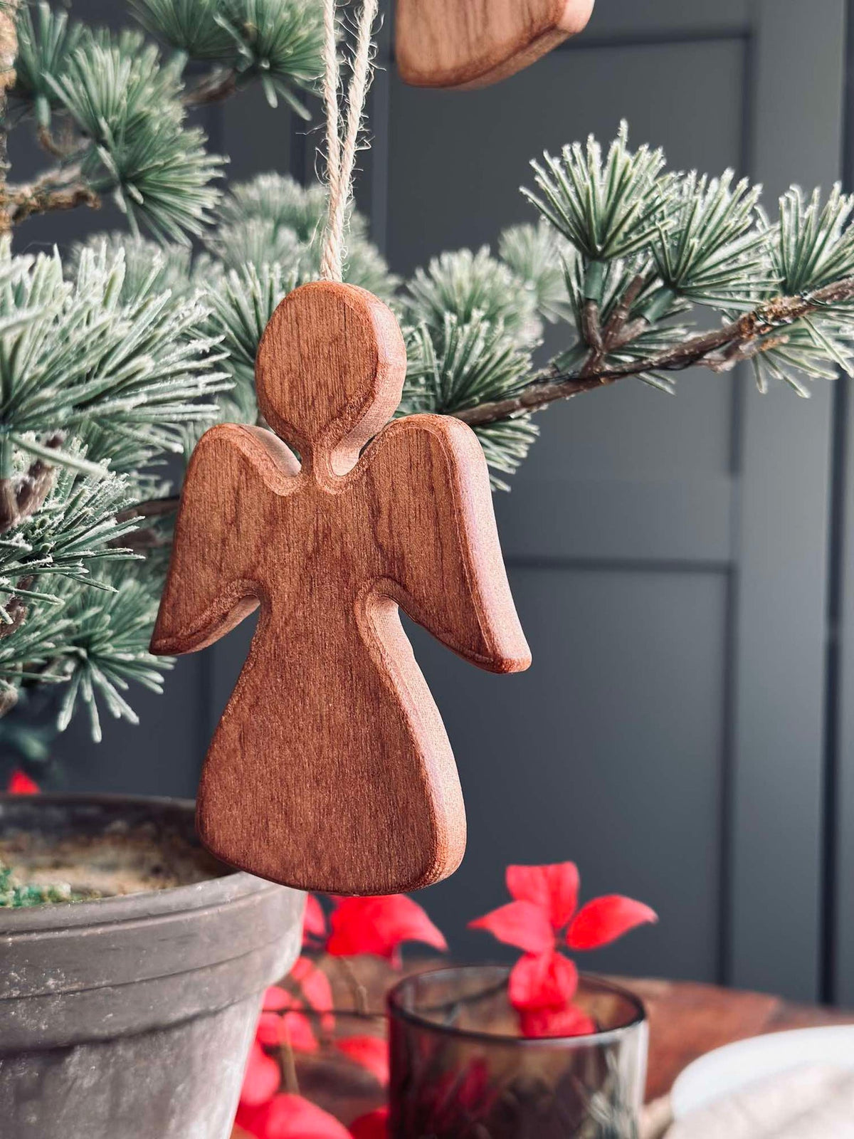 Suspension Ange en bois - Foncé