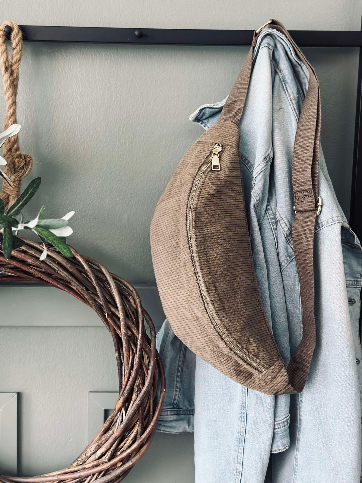 Sac banane - Velours beige